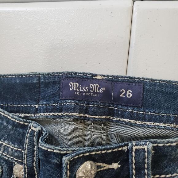 Miss Me Jeans Women 26 x 34 Mid-Rise Bootcut Embroidered Flag Skull Southwest - Picture 11 of 14